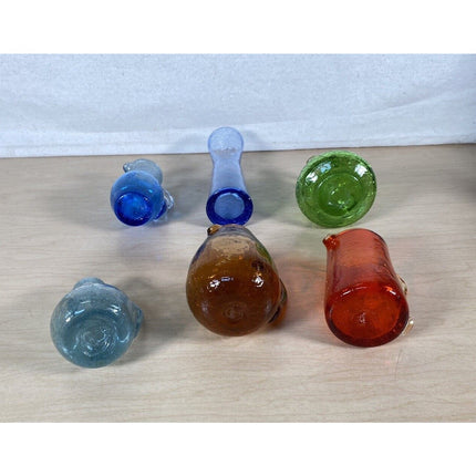 Vintage 1970s Handblown Crackle Glass 3-7" Vases Pitchers Set of 6