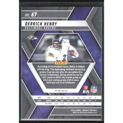 Derrick Henry 2025 Panini Mosaic Reactive Purple #67 Baltimore Ravens