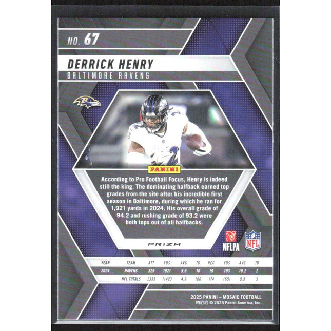 Derrick Henry 2025 Panini Mosaic Reactive Purple #67 Baltimore Ravens