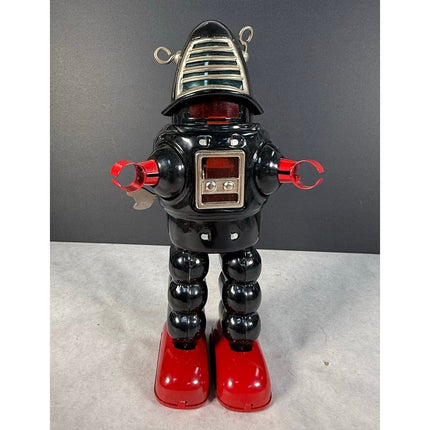 Tin Toys Planet Robot Black Wind-Up Schylling HAHA Toys — Working!