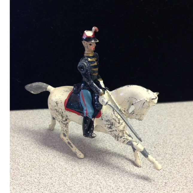 Vintage 1940's Lead Soldier on White Horse Figurine – England
