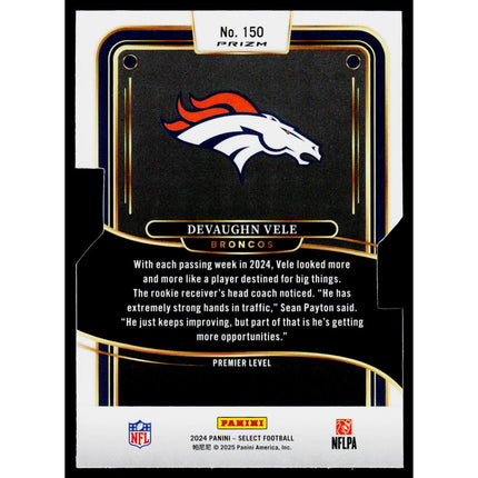 Devaughn Vele 2024 Panini Select Silver Prizm Die Cut #150 RC Denver Broncos