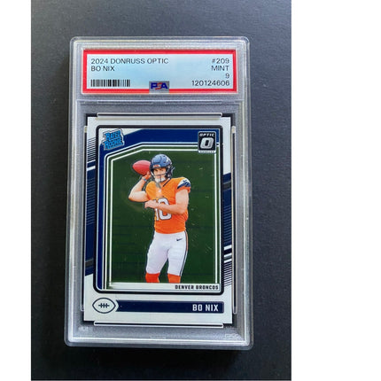 Bo Nix 2024 Optic Broncos 209 Rated Rookie PSA 9