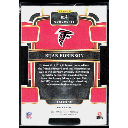 Bijan Robinson 2023 Panini Select Silver Prizms Die Cuts #4 RC Atlanta Falcons