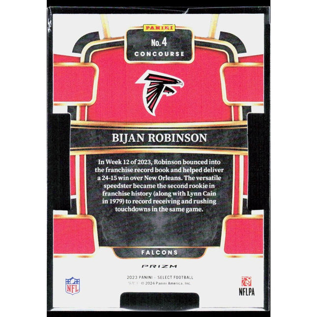 Bijan Robinson 2023 Panini Select Silver Prizms Die Cuts #4 RC Atlanta Falcons