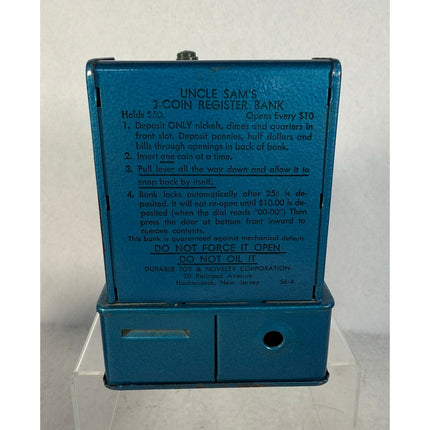 Vintage Uncle Sam's 3 Coin Metal Register Bank