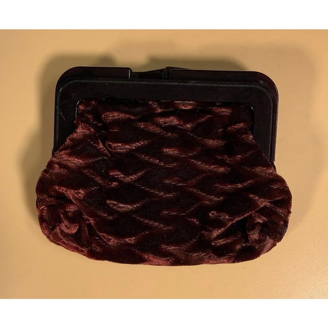 Bakelite Purse #158 Brown Textured Velvet Clutch Handbag Women's Accessory