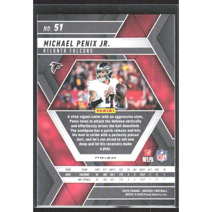 Michael Penix Jr. 2025 Panini Mosaic Mosaic Reactive Purple #51 Atlanta Falcons
