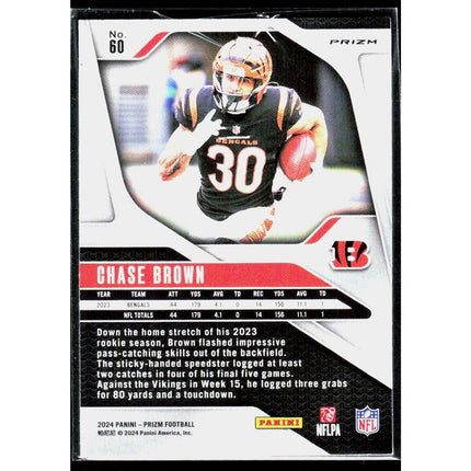 Chase Brown 2024 Panini Prizm Orange Disco Prizm #60 Cincinnati Bengals