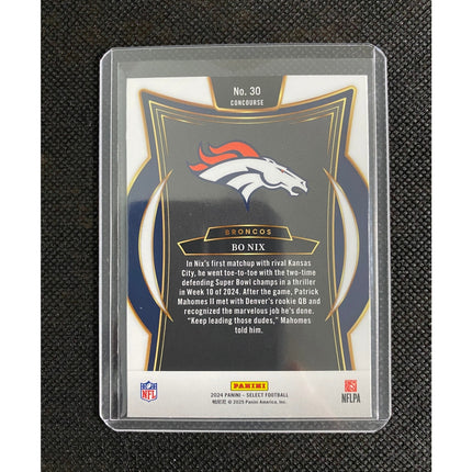 2024 Panini Select Bo Nix RC #30 Denver Broncos Rookie Card