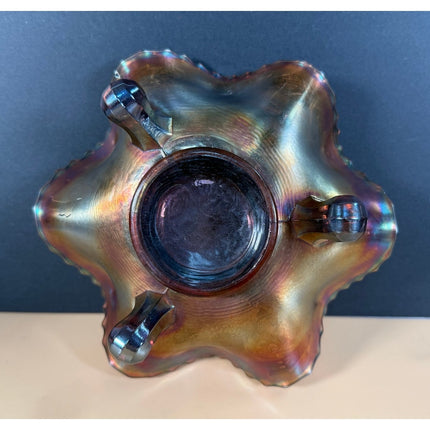 Fenton Carnival Glass Little Fishes 6" Amethyst Candy Bowl