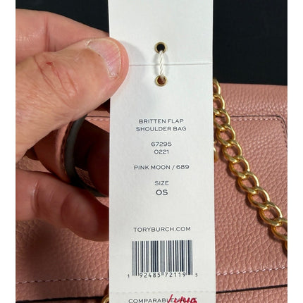 Tory Burch Britten Flap Shoulder Bag Leather Pink Moon $458 MSRP