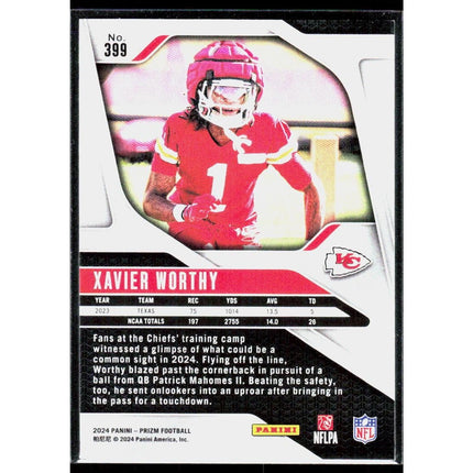 Xavier Worthy 2024 Panini Prizm #399 RC Kansas City Chiefs