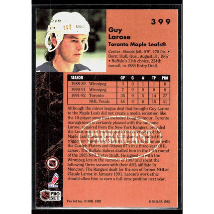 Guy Larose 1991-92 Parkhurst #399 RC Toronto Maple Leafs