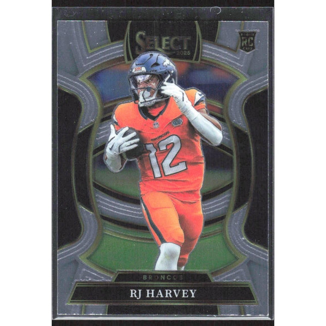 RJ Harvey 2025 Panini Select Silver Prizm Shock #10 Denver Broncos