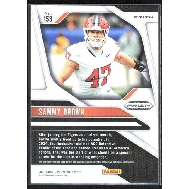 Sammy Brown 2025 Panini Prizm Draft Picks Prizms Gold Ice #153 Clemson Tigers