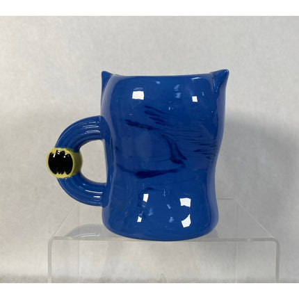 Batman Ceramic Molded Blue Mug — Marked "Bruce" on Base