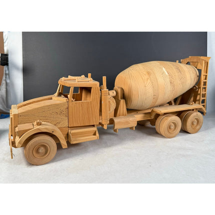 Handmade Wooden Ready Mix Truck 27" Kaye Munshower Toy Shop Working Mixer