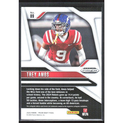 Trey Amos 2025 Panini Prizm Draft Picks #89 Ole Miss Rebels