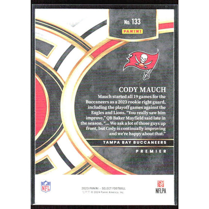 Cody Mauch 2023 Panini Select Red and Yellow Prizms Die Cuts #133 RC Buccaneers