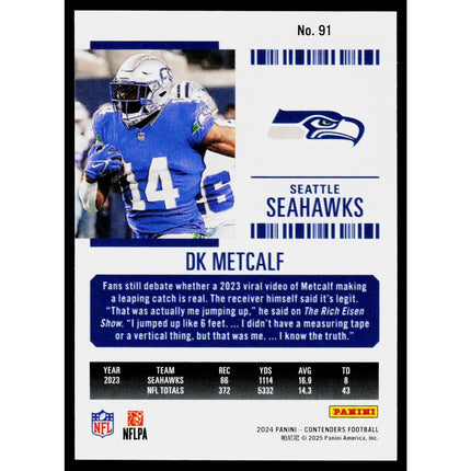 DK Metcalf 2024 Panini Contenders Season Ticket Retail #91 Seattle Seahawks