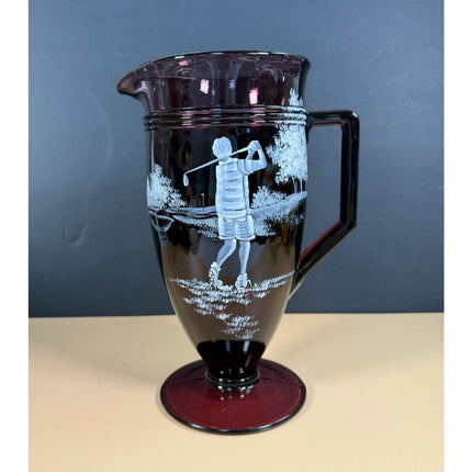 Fenton 2008 Amethyst Mary Gregory Golf Vase Hand Painted Sample OOAK