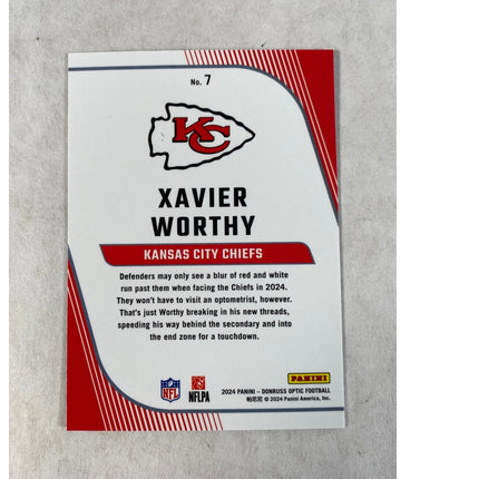 2024 Donruss Optic Xavier Worthy RC #7 Primary Colors Kansas City Chiefs