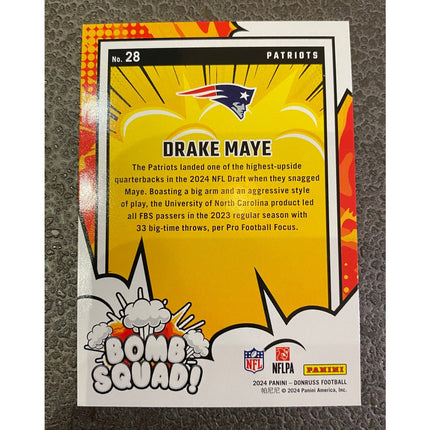 2024 Panini Donruss Bomb Squad RC Drake Maye #28 New England Patriots