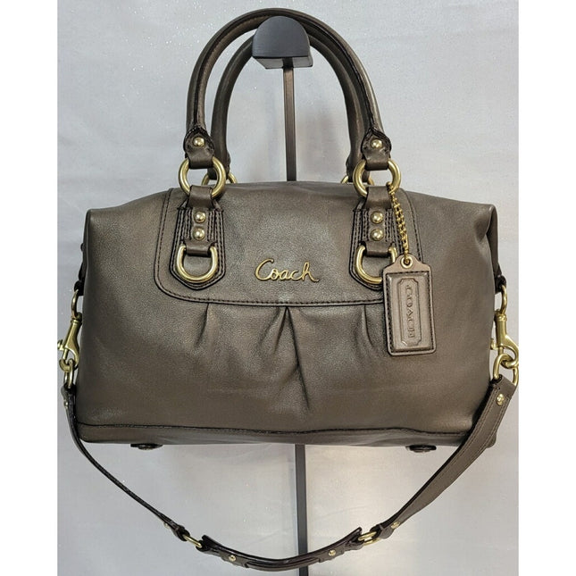 Coach Asley Leather Convertible Gunpowder Satchel Shoulder Bag MSRP $400