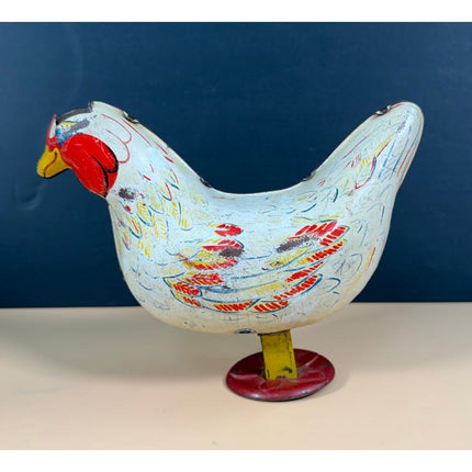 Vintage Wyandotte Tin Lithograph Chicken Egg Laying Marble Toy Working