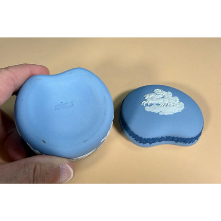 Wedgwood Blue Bean Box J1018 with Original Box 3" Jasperware Trinket Box