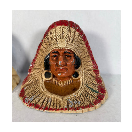Vintage Wilton Cast Iron Indian Chief Bookends
