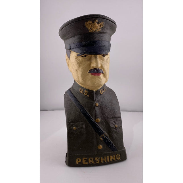 Reproduction Pershing Cast Iron Still Bank 7" Vintage Style Coin Bank