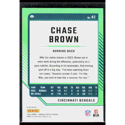 Chase Brown 2024 Donruss Optic #41 Cincinnati Bengals