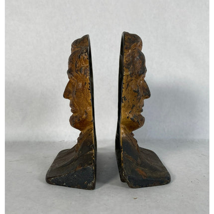 Abraham Lincoln Cast Iron Gold Bookends – 6" — 1930s Creation Co.