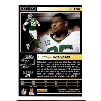 Quinnen Williams 2024 Panini Encore Orange #156 SN New York Jets