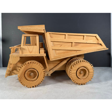 Handmade Wooden Working Dump Truck 18" Kaye Munshower Kaye’s Toy Shop