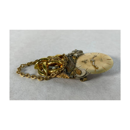 1993 JJ Jonette Handcrafted Watch Timepiece Brooch – 2.5" Vintage Pin