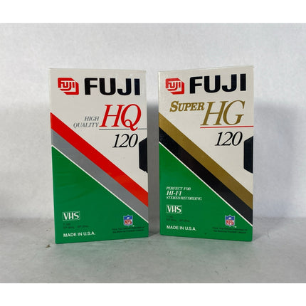 2x Fuji VHS Tapes Sealed Blank Video – HQ 120 & Super HG 120 – 4 Hrs Total