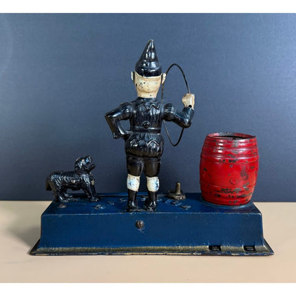 Hubley Trick Dog Mechanical Bank Working w/ Key Cast Iron Bank