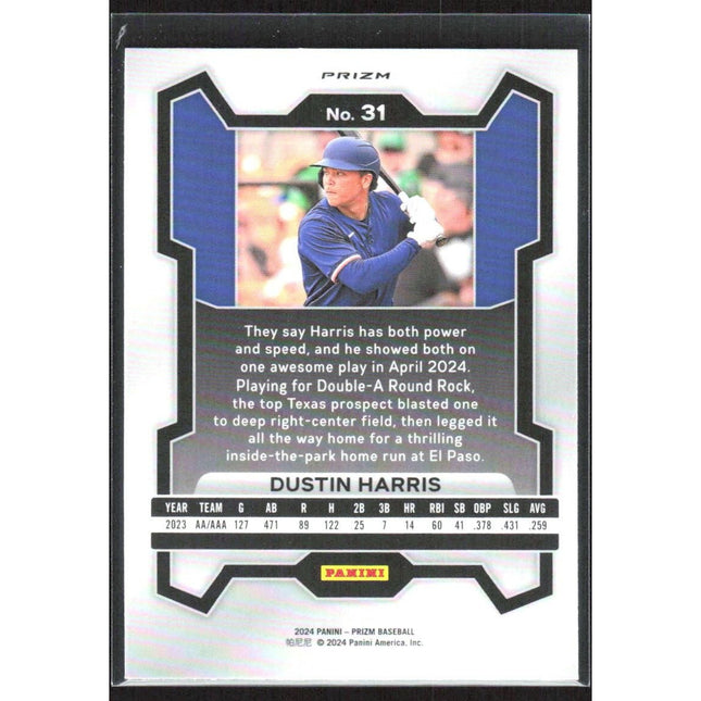 Dustin Harris 2024 Panini Prizm #31 Texas Rangers
