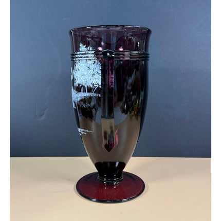 Fenton 2008 Amethyst Mary Gregory Golf Vase Hand Painted Sample OOAK