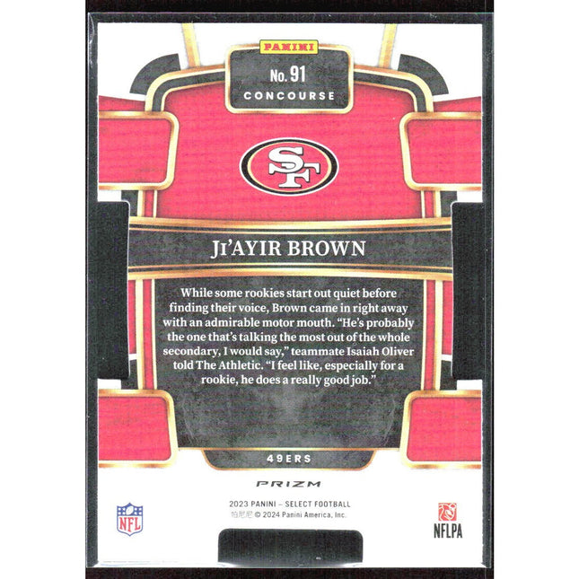 Ji'Ayir Brown 2023 Panini Select Red and Yellow Prizms Die Cuts #91 RC 49ers