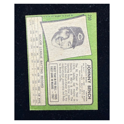 1971 Topps Johnny Bench Rookie Card Cincinnati Reds