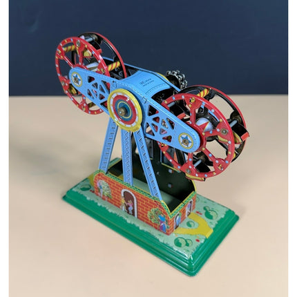 Wind-Up Tin Litho Double Ferris Wheel Carnival Ride China MS434 OB Working