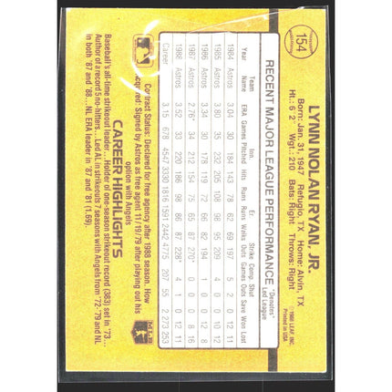 Nolan Ryan 1989 Donruss #154c Houston Astros
