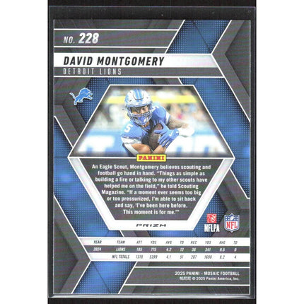 David Montgomery 2025 Panini Mosaic Mosaic Reactive Purple #228 Detroit Lions