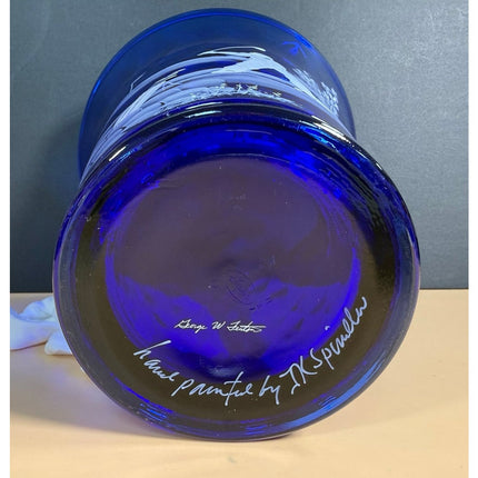 Fenton Art Glass 2010 Dad's Day Out Vase 2744EE Cobalt Hand Painted 8" OB