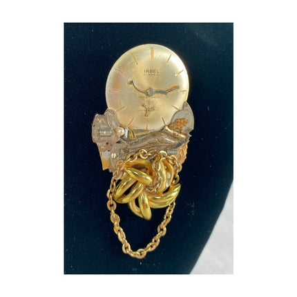 1993 JJ Jonette Handcrafted Watch Timepiece Brooch – 2.5" Vintage Pin