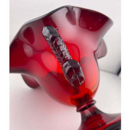 1920s Fenton Dolphin Double Handled Footed Ruby Vase HTG 4.5"